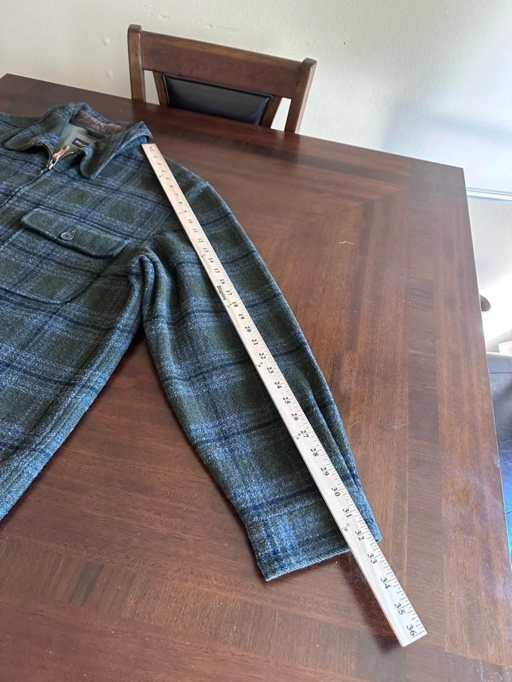 Vintage Banana Republic Barn Coat Plaid Olive Green Men’s Size L Wool Blend